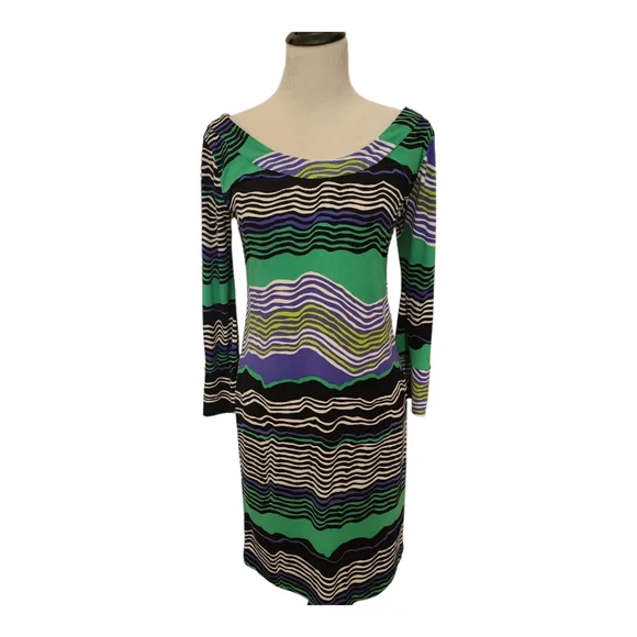 Tori Richard Dresses | Tori Richard Honolulu Small Long Sleeve Green and Black Striped Dress | Color: Black/Green | Size: S | Mandytory63'S Closet